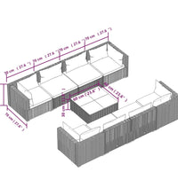 9-tlg. Garten-Lounge-Set mit Kissen Poly Rattan Grau