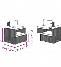 4-tlg. Garten-Lounge-Set mit Auflagen Poly Rattan Schwarz