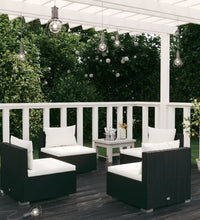 4-tlg. Garten-Lounge-Set mit Auflagen Poly Rattan Schwarz