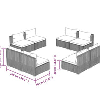 8-tlg. Garten-Lounge-Set mit Kissen Poly Rattan Schwarz