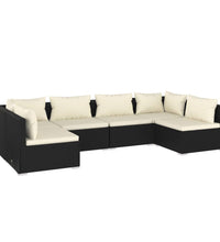 6-tlg. Garten-Lounge-Set mit Kissen Poly Rattan Schwarz