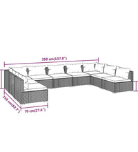 9-tlg. Garten-Lounge-Set mit Kissen Poly Rattan Schwarz