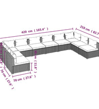 10-tlg. Garten-Lounge-Set mit Kissen Poly Rattan Schwarz