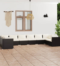 10-tlg. Garten-Lounge-Set mit Kissen Poly Rattan Schwarz