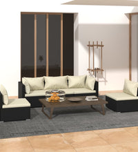 5-tlg. Garten-Lounge-Set mit Kissen Poly Rattan Schwarz