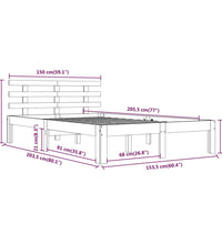 Massivholzbett Grau 150x200 cm