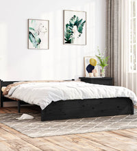 Massivholzbett Schwarz 140x190 cm