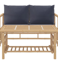 2-tlg. Garten-Lounge-Set mit Dunkelgrauen Kissen Bambus