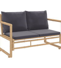 2-tlg. Garten-Lounge-Set mit Dunkelgrauen Kissen Bambus