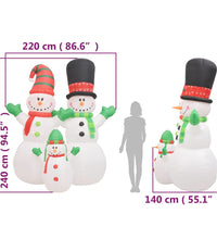 Aufblasbare Schneemann-Familie mit LEDs 240 cm