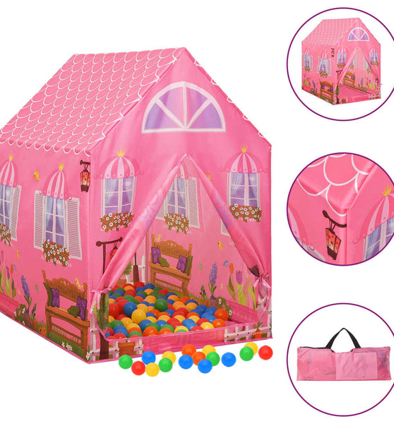 Kinder-Spielzelt mit 250 Bällen Rosa 69x94x104 cm