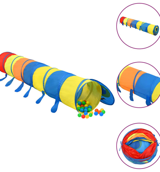 Spieltunnel mit 250 Bällen Mehrfarbig 245 cm Polyester