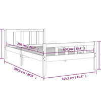 Massivholzbett Grau 100x200 cm