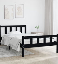 Massivholzbett Schwarz 100x200 cm