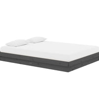 Massivholzbett Grau 135x190 cm