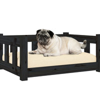 Hundebett Schwarz 65,5x50,5x28 cm Massivholz Kiefer