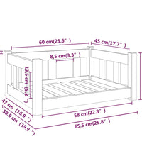 Hundebett Schwarz 65,5x50,5x28 cm Massivholz Kiefer