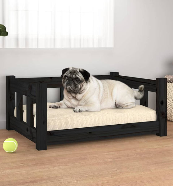 Hundebett Schwarz 65,5x50,5x28 cm Massivholz Kiefer