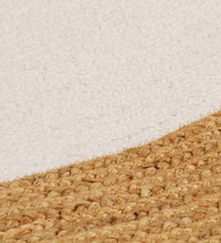 Teppich Geflochten Weiß & Natur 150 cm Jute & Baumwolle Rund
