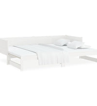 Tagesbett Ausziehbar Weiß Massivholz Kiefer 2x(90x200) cm