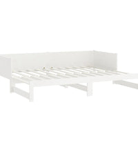 Tagesbett Ausziehbar Weiß Massivholz Kiefer 2x(90x200) cm