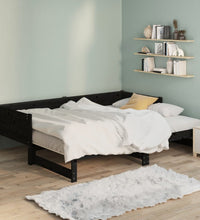 Ausziehbares Tagesbett Schwarz Massivholz Kiefer 2x(90x200) cm