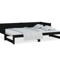 Ausziehbares Tagesbett Schwarz Massivholz Kiefer 2x(90x200) cm