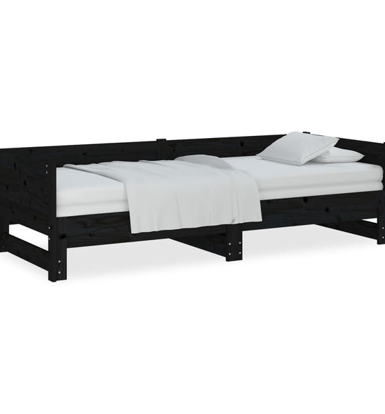Ausziehbares Tagesbett Schwarz Massivholz Kiefer 2x(80x200) cm
