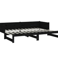 Ausziehbares Tagesbett Schwarz Massivholz Kiefer 2x(80x200) cm