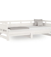 Tagesbett Ausziehbar Weiß Massivholz Kiefer 2x(90x200) cm