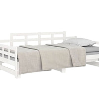 Tagesbett Ausziehbar Weiß Massivholz Kiefer 2x(80x200) cm