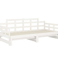 Tagesbett Ausziehbar Weiß Massivholz Kiefer 2x(80x200) cm