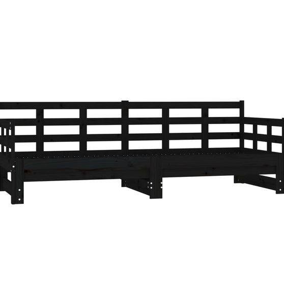 Tagesbett Ausziehbar Schwarz Massivholz Kiefer 2x(90x200) cm