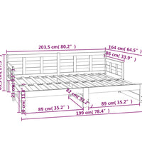 Tagesbett Ausziehbar Massivholz Kiefer 2x(80x200) cm