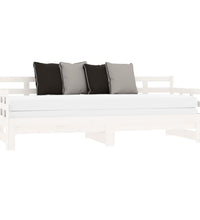 Tagesbett Ausziehbar Weiß Massivholz Kiefer 2x(80x200) cm