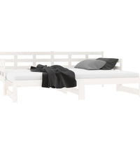 Tagesbett Ausziehbar Weiß Massivholz Kiefer 2x(80x200) cm