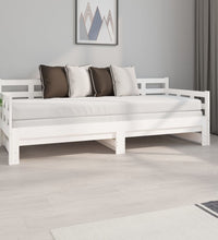 Tagesbett Ausziehbar Weiß Massivholz Kiefer 2x(80x200) cm