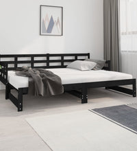 Tagesbett Ausziehbar Schwarz Massivholz Kiefer 2x(80x200) cm