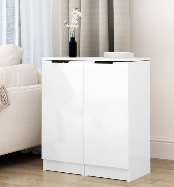Sideboards 2 Stk. Hochglanz-Weiß 30x30x70 cm Holzwerkstoff