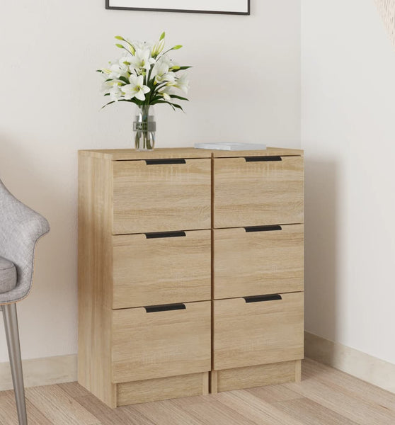 Sideboards 2 Stk. Sonoma-Eiche 30x30x70 cm Holzwerkstoff