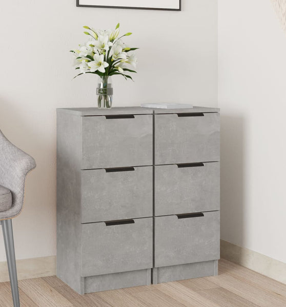 Sideboards 2 Stk. Betongrau 30x30x70 cm Holzwerkstoff
