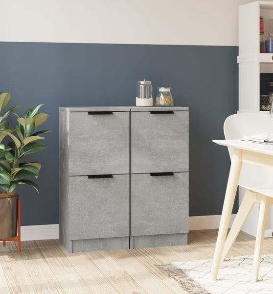 Sideboards 2 Stk. Betongrau 30x30x70 cm Holzwerkstoff