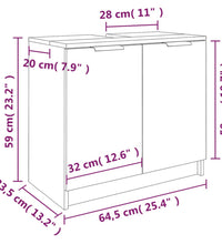 Badschrank Weiß 64,5x33,5x59 cm Holzwerkstoff
