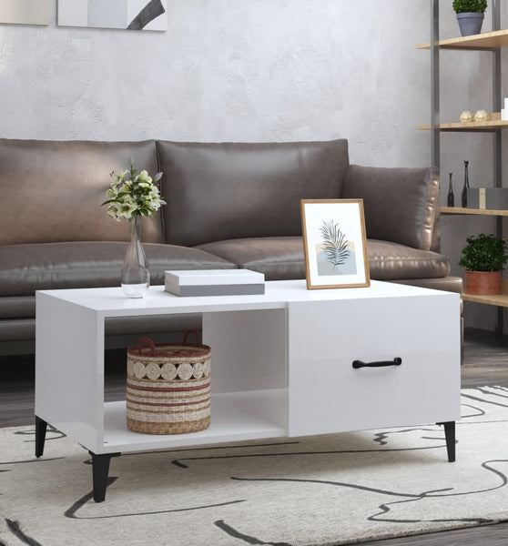 Couchtisch Hochglanz-Weiß 90x50x40 cm Holzwerkstoff