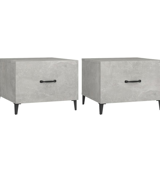 Couchtische mit Metallbeinen 2 Stk. Betongrau 50x50x40 cm