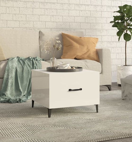 Couchtisch mit Metallbeinen Hochglanz-Weiß 50x50x40 cm