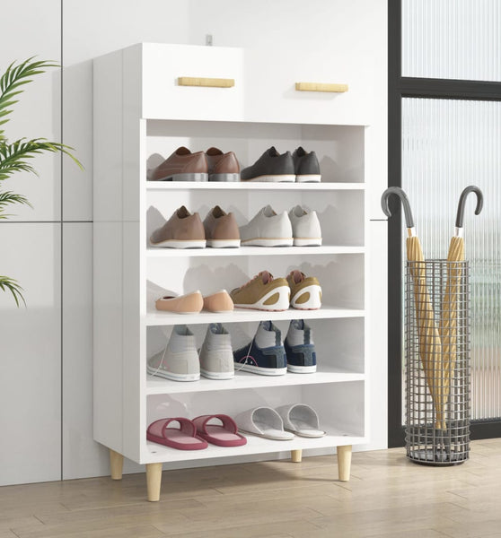 Schuhschrank Hochglanz-Weiß 60x35x105 cm Holzwerkstoff
