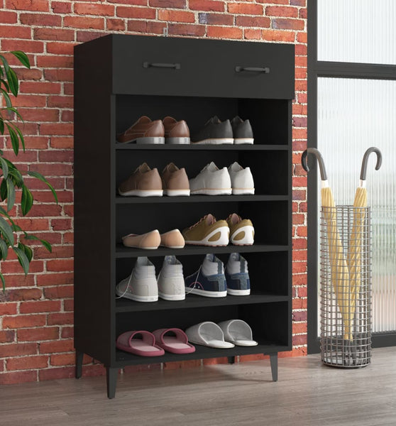 Schuhschrank Schwarz 60x35x105 cm Holzwerkstoff