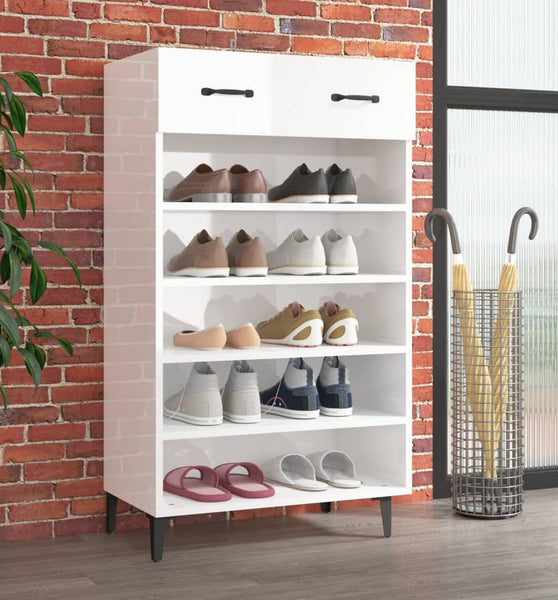 Schuhschrank Hochglanz-Weiß 60x35x105 cm Holzwerkstoff