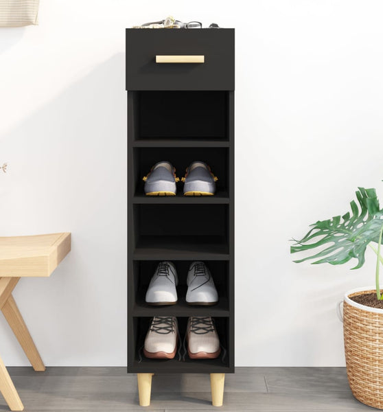 Schuhschrank Schwarz 30x35x105 cm Holzwerkstoff